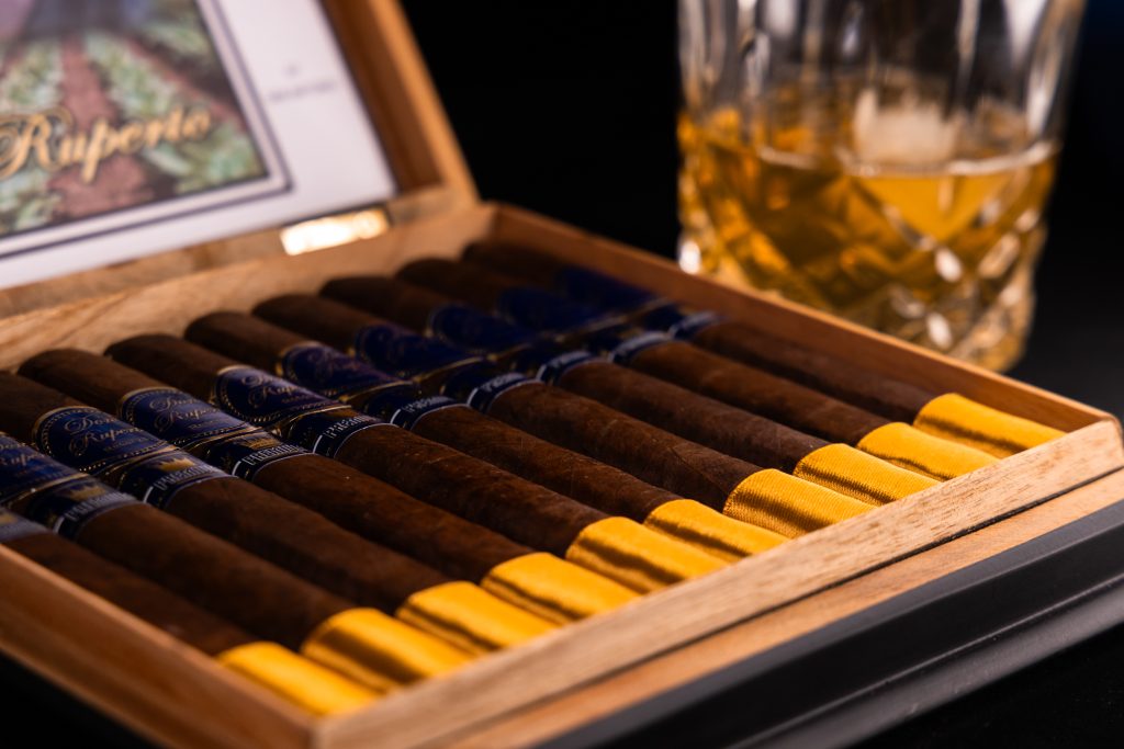 A close up of a box of cigars
